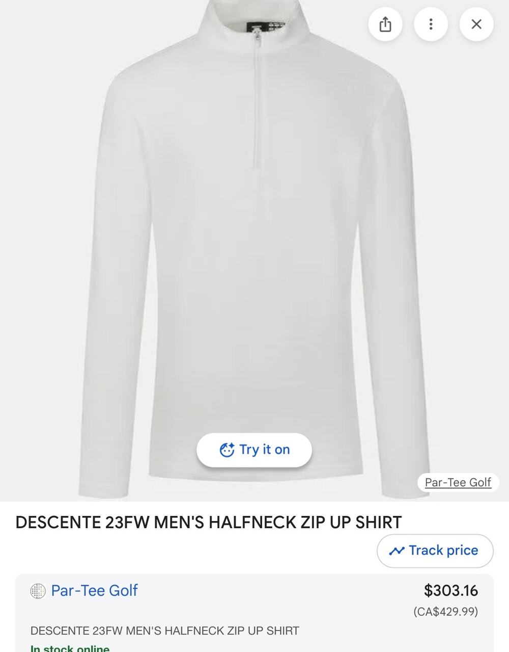 $303 Descente Golf Men’s Medium quarter Zip long sleeve